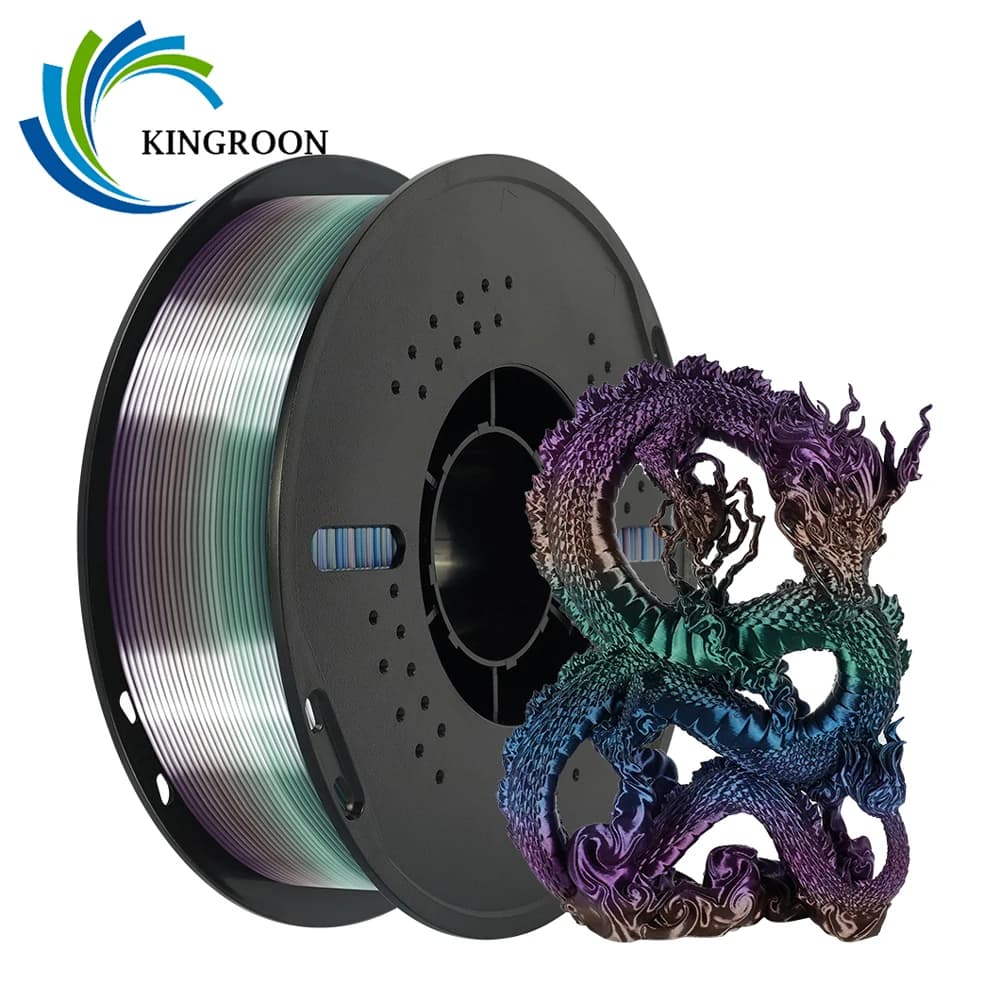 KINGROON Rainbow Silk PLA Filament 1.75mm 1KG Multicolor Gradient 3D Printer Materials Color Ch