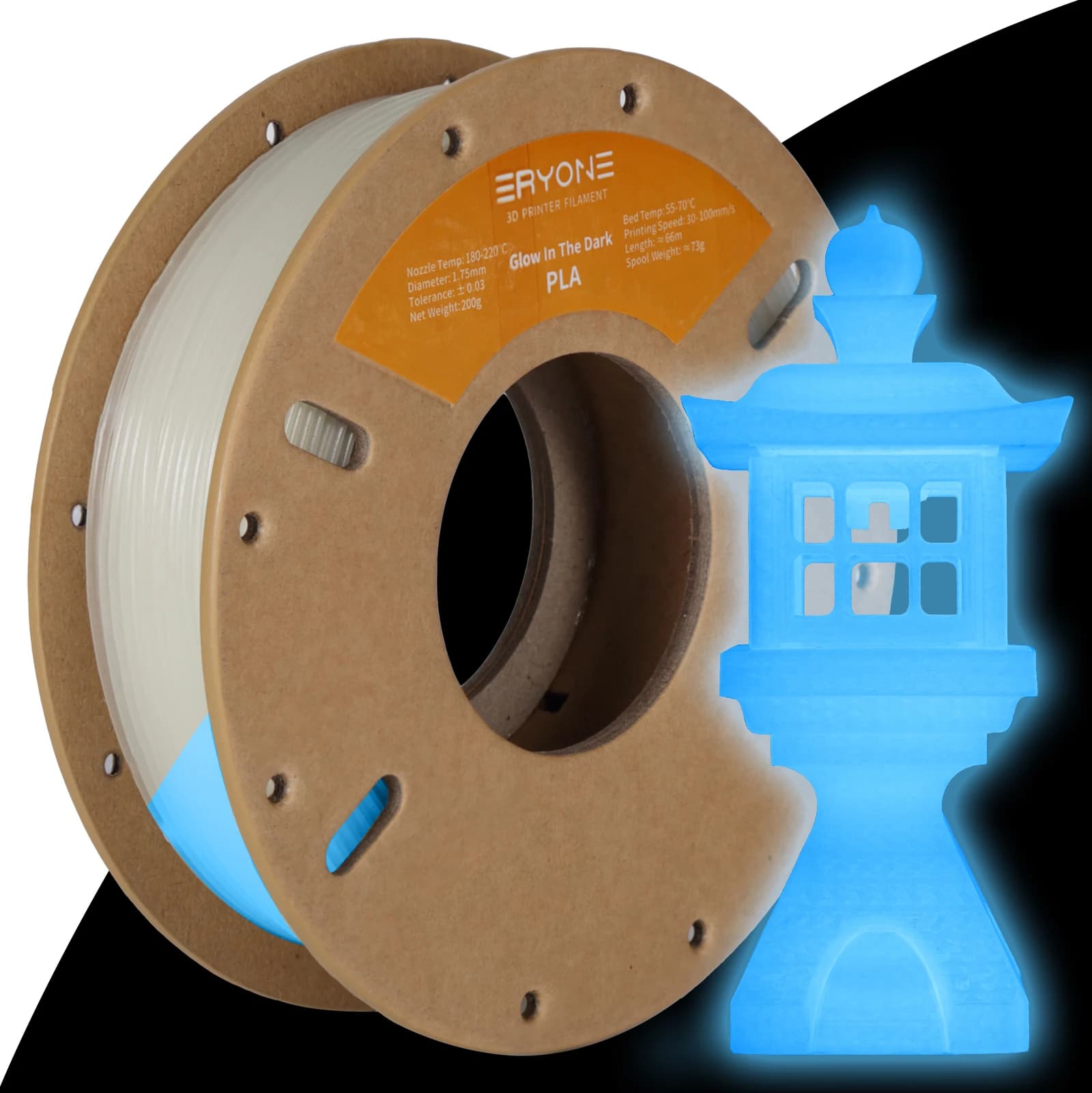 Eryone 250G Luminous PLA Filament 1.75mm Glow In The Dark Plastic PLA 3D Printing Materials Hig