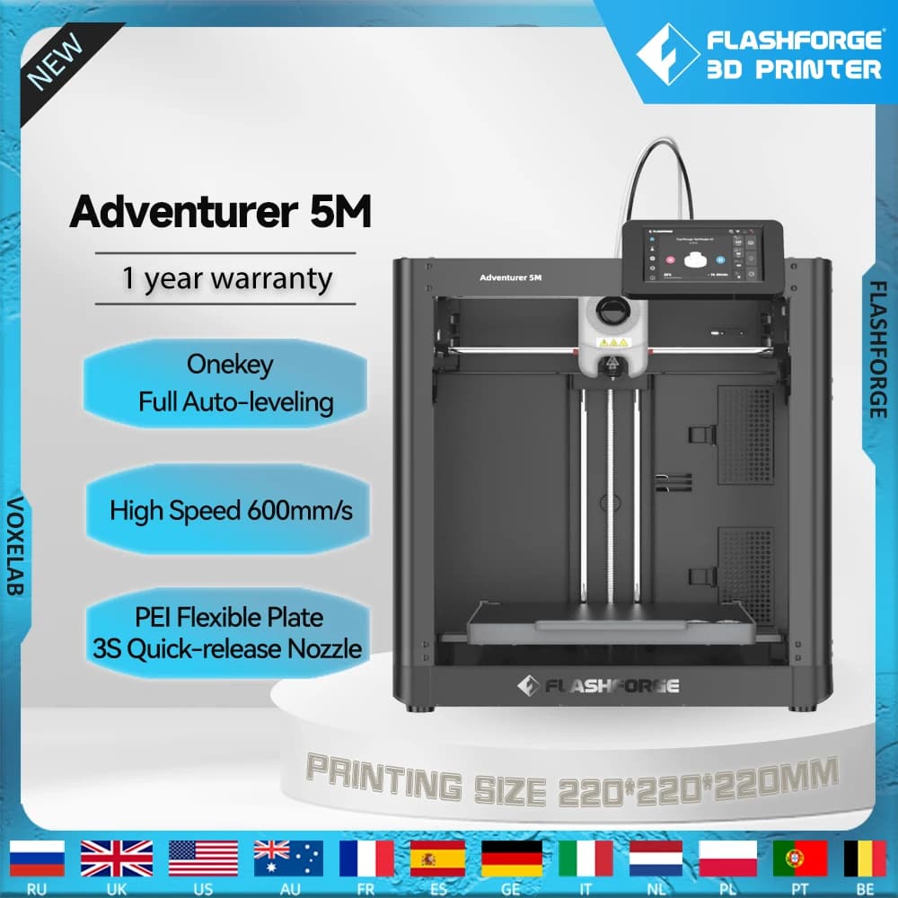Flashforge Adventurer 5M 3d Printer High Speed Full-auto Leveling Direct Extruder Flexible PEI