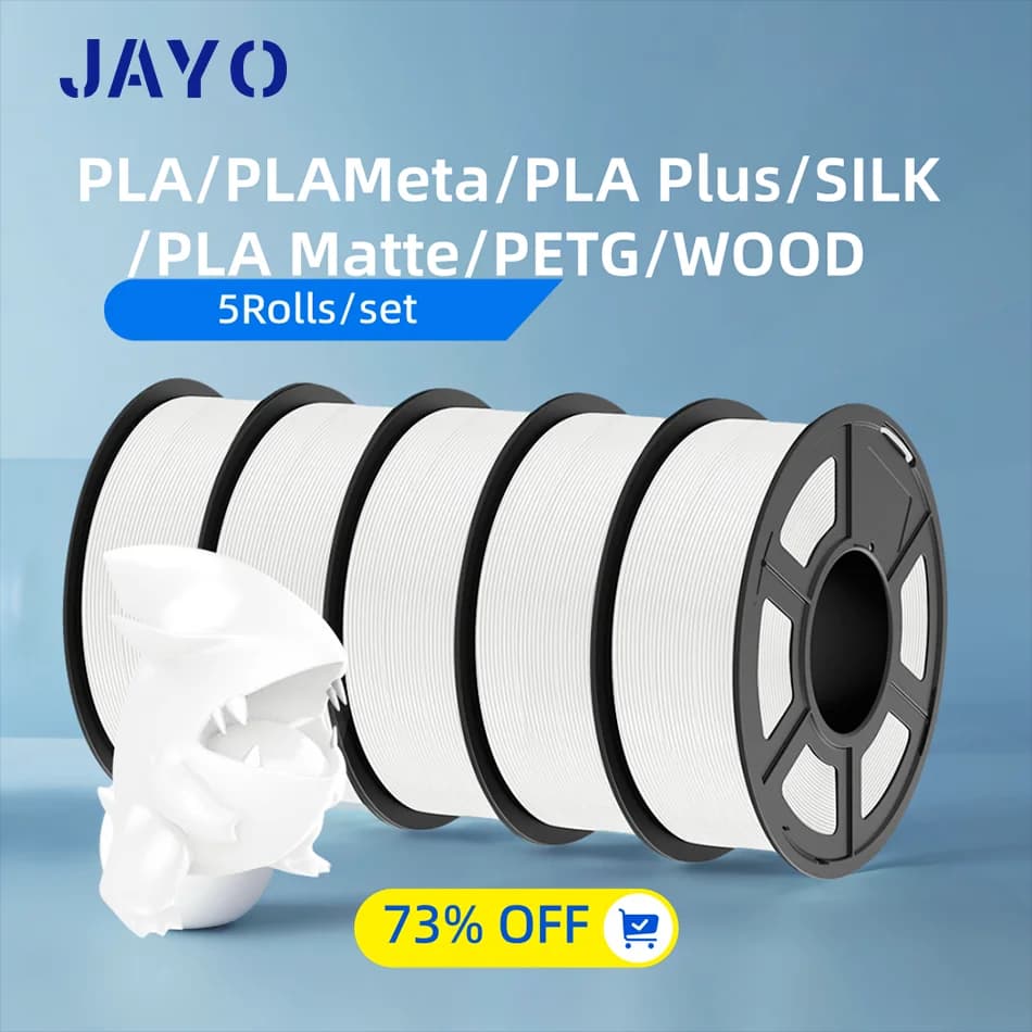JAYO 3D Filament PLA/PLA META/PETG/SILK PLA+/Wood/PLA Marblel/ APLA 1.75mm 5Roll 1.1KG/0.5KG 3D