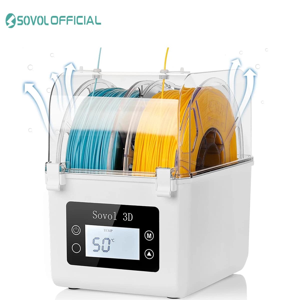 Sovol 2 Rolls Filament Dehydrator Spool Holder Filaments Dry Box for 1.75mm, 2.85mm ABS PLA PET